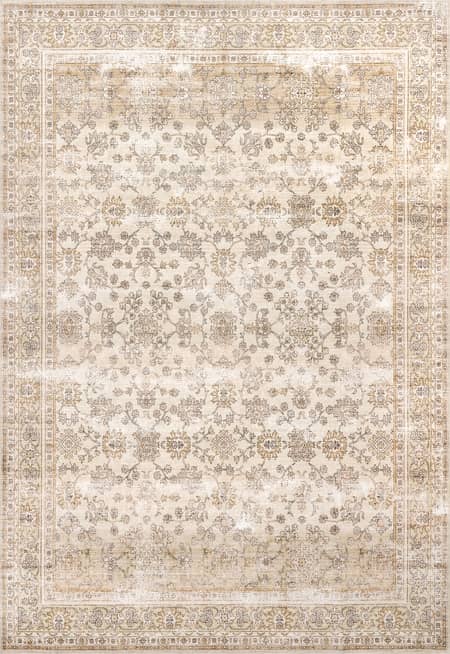 Beige Meena Fading Garden Washable Area Rug