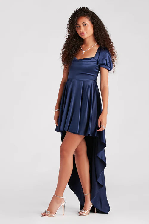 Traci Formal Satin High Low A-Line Dress